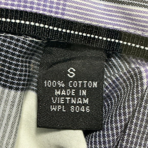 Alfani Purple, White & Gray Plaid Short Sleeve Button-Down Shirt Size Small - Picture 4 of 5